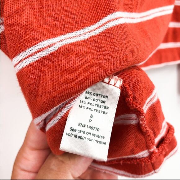 Re/Done Orange Striped Mock Neck Long Sleeve Shirt Top Small - Picture 5 of 6